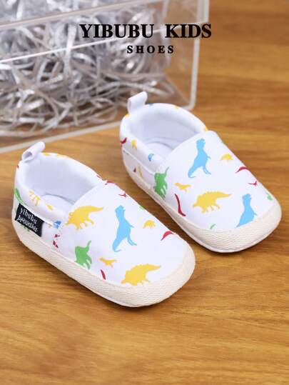  Yibubu Witte Babyschoenen Dierenprint Babymeisjesschoenen Schattige Draak Ademend Comfortabele Baby Flats Zachte Zool Pasgeboren Eerste Loopschoenen Vakantie Cadeau