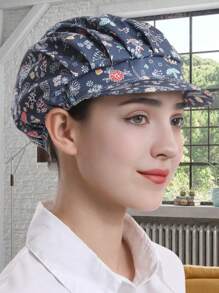 1pc Floral Printed Polyester Hair Band, Soft, Sweat-Absorbent, Dustproof, Adjustable, Breathable, , Washable, Oil-Resistant, Non-Pilling, Well-Crafted, Suitable For Restaurant, Kitchen, Workshop, Travel, Fashion, Work