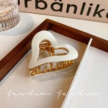 Korean Elegant Heart Shaped Plastic Claw Hair Clip, Medium Size, Wholesale,Hair Accessories,Hair Claw,Claw Clips,Hair Clutch,Hair Jaw Clip Fall Winter For Vacation Outfits Woman