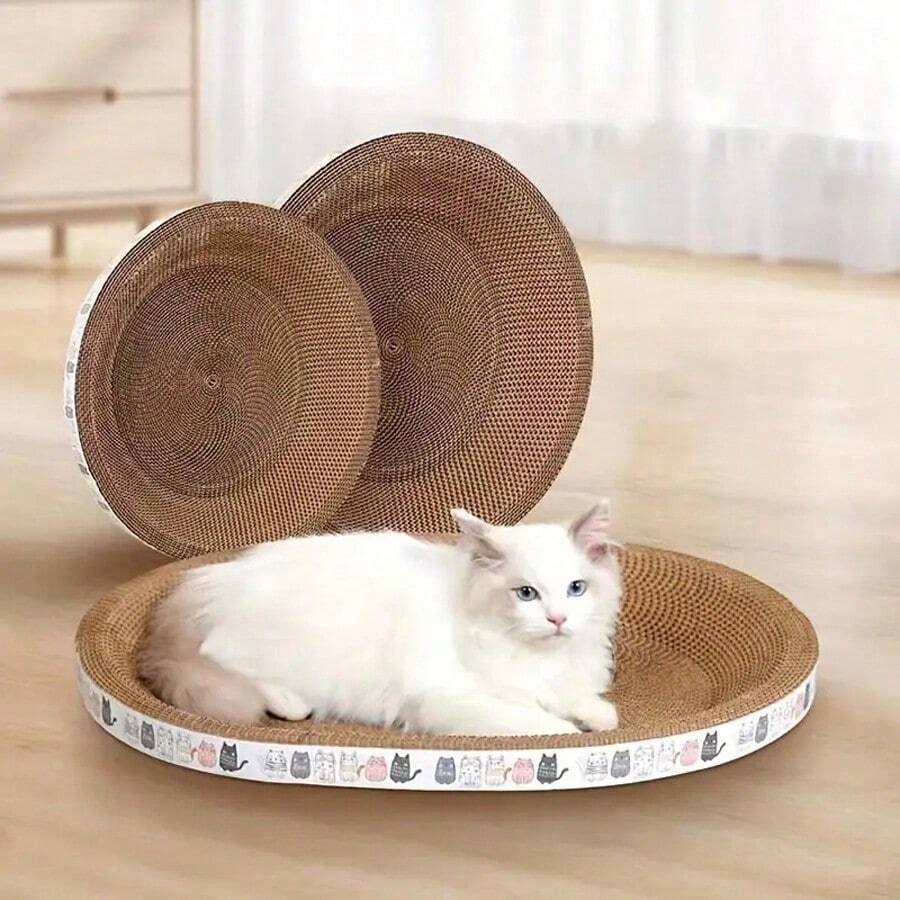 Tiragraffi e cuccia 2 in 1 per gatti, protegge il divano dai graffi dei gatti, di forma ovale grande, giocattoli per cani e gatti, tiragraffi per gatti