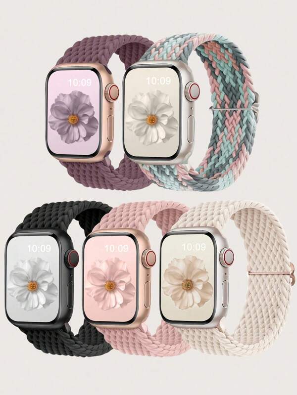 5 Packs Braided Stretchy Adjustable Straps Compatible With Apple Watch Band Ultra 2/1 38mm 40mm 41mm 42mm 44mm 45mm 46mm 49mm For Women Man, Sport Elastic Nylon Cloth Wristbands Compatible With Apple Watch Series 10 9 8 SE 7 6 5 4 3 2 1 20mm Watch Bands Compatible With Samsung Watch Band Galaxy Watch 7 FE 6 5 4 40mm 44mm, Galaxy Watch 6 4 Classic, Galaxy Watch 5Pro 45mm/ Watch 4 Classic 42mm 46mm, Galaxy Watch 3 41mm, Galaxy Active2