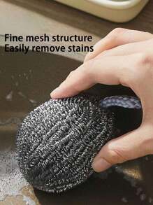 1pc Stainless Steel Scourers - Rust-Resistant Scrubbers For Effortless Cleaning Of Dishes, Pans, And Ovens