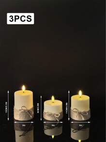 1/3 件电池供电无焰 LED 蜡烛，带遥控器和定时器，象牙白闪烁假蜡烛，桌面装饰，家居装饰，婚礼派对，柱状蜡烛