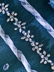 1pc Women's Fashion Elegant Faux Pearl Rhinestone Hair Band, Bridal Wedding Hair Accessory, Suitable For Banquet, Party, Celebration - Silver - View 4