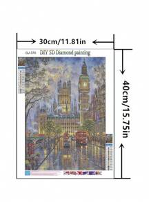1pc DIY Diamond Painting, Full Drill Diamond Art Street Scenery Home Decor, 11.8*15.7in - Multicolor - View 6