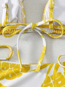 2pcs Pineapple Print Bikini Set - Yellow - View 5