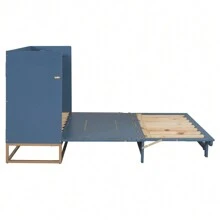 MISSUNNY Queen-Size Murphy Bed With Stylish Iron Legs, Contemporary Design For A Chic Look, Calming Blue Finish - Ideal For Space-Saving Solutions And Adding A Modern Twist To Any Bedroom