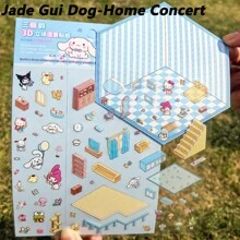 Sanrio 11pcs/7pcs/4pcs Per Set (With Tweezers), Sanrio Cute Cartoon Miniature Scene Stickers DIY Interesting 3D Diorama Decorative Scrapbooking Craft, Hand-Drawn Stickers No Cutting Required,School Supplies,Back To School