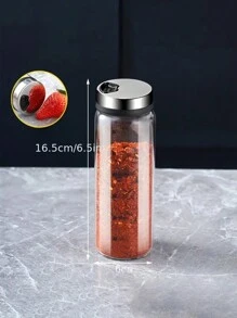 1pc Spiral Cap Glass Spice Jar, Rust-Proof & Scratch-Resistant, Multi-Function Spice Jar Set, Essential Kitchen Spice Storage Bottle, For Storing Spices, Salt & Herbs - Clear - View 17