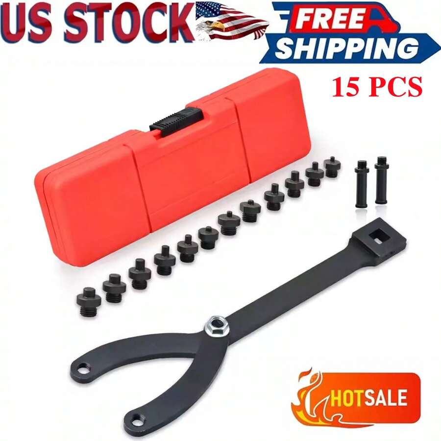 Adjustable Variable Pin Spanner Wrench Drive Fan Clutch Pully Holder Wrench Tool - Red - View 1