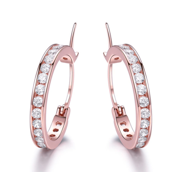 925 Sterling Silver Rose Gold Plated Circular Round Clip-On Earrings, Suitable For Women, All Occasions