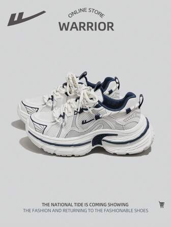 WARRIOR زوج من أحذية الرياضة الكاجوال الرجالية مع رباط أمامي سميك القاعدة خفيف التهوية شبكة للخارج
