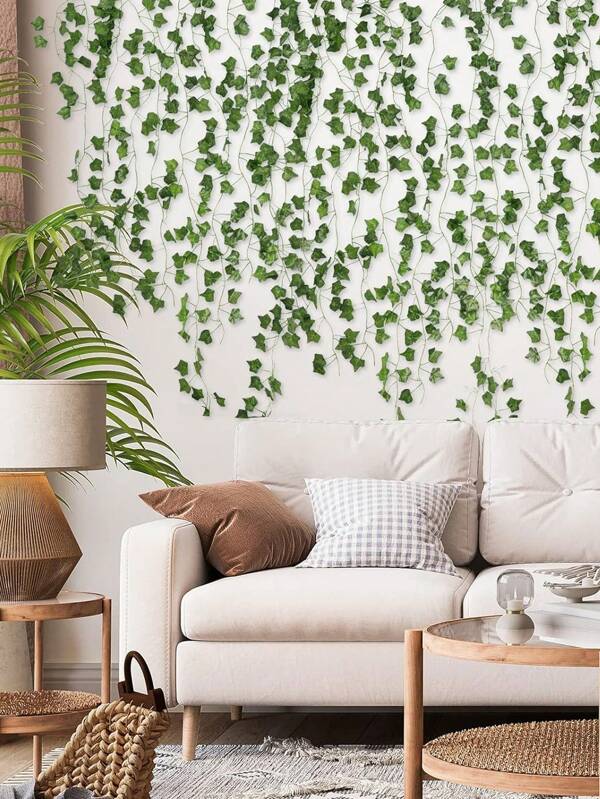 6/12pcs 6.9ft Artificial Ivy Fake Vines,Ivy Garland Greenery Garland Fake Hanging Plants Vines Aesthetic Green Leaves For Bedroom Wedding Party Garden Wall Room Decor Gifts Birthday Graduation