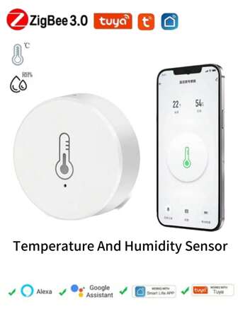 Tuya Zigbee Temperatuur- en vochtigheidssensor Slimme temperatuur- en vochtigheidssensor Binnen babykamer Thermometer Hygrometer Realtime bewaking