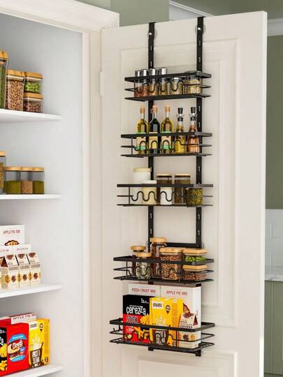 Over The Door Pantry Organizer, Pantry Door Organizer Shelves, Metal Hanging Spice Rack For Pantry Door, Multi-Tier Over The Door Organizer For Kitchen Bathroom
