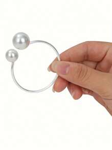 Pearl Napkin Rings, Napkin Holder,Wedding Table Setting, Elegant Pearl Design Metal Napkin Ring Set For Wedding Dinner Decoration, Faux Pearl Metal Decorations For Weddings, Parties And Banquets, Hotel Wedding Table Napkin Rings, The Surface Material Is Shiny, Adding Luxury To The Table Setting,Festival Family Gathering, Kitchen Dining Table Decor,Picnics, Dinner Party. - Multicolor - View 18