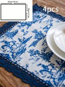 Porcelain Floral Edge Placemat, Heat Insulation Pads For Table, Dishware, Pot, Bowl, Home Dining Decor - Multicolor - View 11