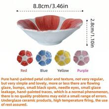 4件套彩色陶瓷可爱花朵造型调味碟，迷你甜点碗，3.5英寸，适用于盛放蜂蜜、芝麻酱、红枣、坚果、番茄酱、果酱、甜点、酱油、沙拉酱、蘸酱、野餐、橄榄酱、厨房用品、早餐小碟、糖果、首饰托盘，圣诞节和冬季家居礼品
