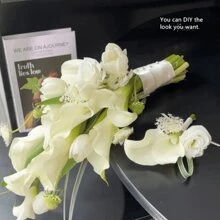 20/30 件人造白色马蹄莲，真实触感，家庭花园办公室派对婚礼花束中心装饰，花卉家居装饰