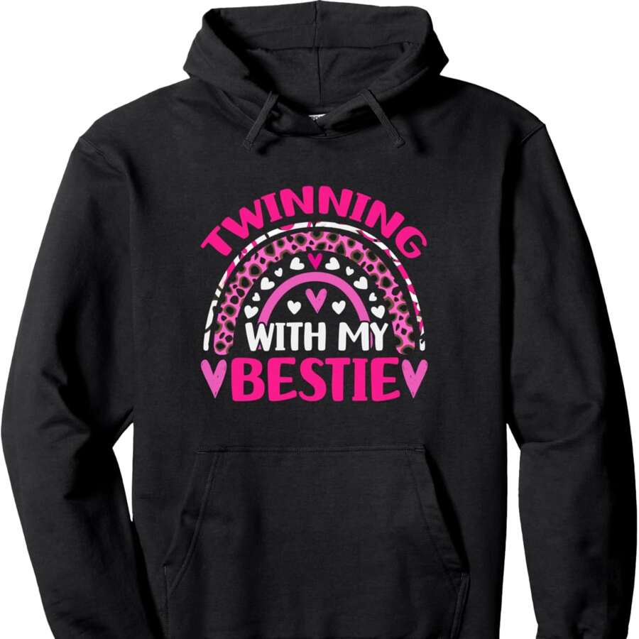 Twin Matching Twins Day Friend Twinning With My Bestie Twin Pullover Hoodie - màu đen - Xem 1