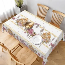 1 pieza Mantel con Temática, Impermeable y a Prueba de Aceite, de Poliéster Lavable con Estampado, Adecuado para Decoración de Cocina o Mesa de Comedor al Aire Libre - Multicolor - Ver 3