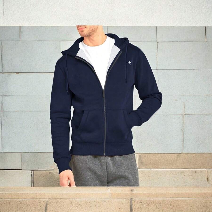 Sudadera De Manga Larga Con Cierre y Gorra 1958 - Azul Marino - Ver 1