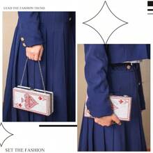 Women Poker Card Evening Clutch Purse Casino Vegas Novelty Purse Hearts Bags Playing Cards(Black,Of Hearts) - 紅色 - 查看 6