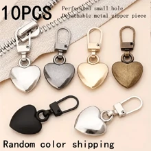 1/3/5/10pcs Heart-Shaped Metal Zipper Pulls, Tool-Free Installation, Removable Buckle Suitable For Bags, Coats, Shoes - Multiple Colors Available, Sewing And Knitting Supplies