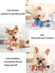 3PCS Mixed Design Squeaky Dog Lover And Dog Mom Love Toys - Funny Plush Chew Toys, Battery-Free, Various Cute Designs, Suitable For Dental Care & Boredom Relief, Fit All Size Dog Lover And Dog Mom Loves