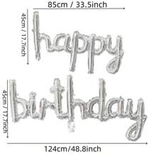 13 件套生日快乐字母铝箔气球，银色、金色、蓝色，横幅吊旗，派对装饰品