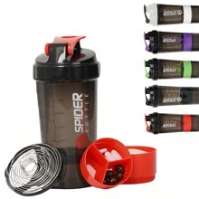 现货供应 1 个 550ml 塑料奶昔杯，创意运动健身水瓶，奶昔蛋白粉搅拌杯