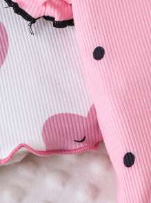 4pcs Set (2 Tops + 2 Pants) Cute Polka Dot & Heart Print Comfortable Lightweight Summer Loungewear - Multicolor - View 7