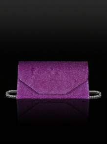 Luxe glanzende glitter clutch, feest- en dansbankettas, effenkleurige polygonale klep clutch, bijpassende set van vier glanzende strass-oorbellen, armband en ketting, geschikt voor feestdagen, bijeenkomsten, banketten, dansen, bruiloften, het beste cadeau voor meisjes op Valentijnsdag.