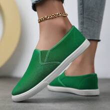 Unisex Solid Color Casual Shoes, Low-Cut Round Toe Slip-On Sneakers, Women's Flat Shoes, Casual Sports Outdoor Shoes, Work Shoes