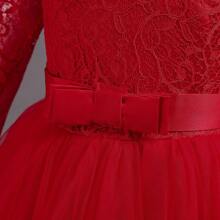 LULU Girls' Blue Sequin Tulle Christmas Party Dress With Big Satin Bow For Birthday Parties, Anniversaries And Formal Events - 紅色 - 查看 7