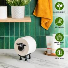 VELENTI Sheep Toilet Roll Holder - Funny Toilet Paper Holder Free Standing Bathroom Set - 3D Printed Black Sheep Loo Roll Holder - Hilarious Tissue Paper Roll Storage - Cute Bathroom Decor - Set Of 3 - X1 - Xem 3