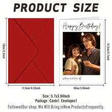 1/5/10pcs Customizable Photo Birthday Card With Photo And Envelope - Suitable For Gifting To Family, Boyfriend, Girlfriend, Siblings, Spouse, Colleagues, Adding A Personalized Creative Touch!