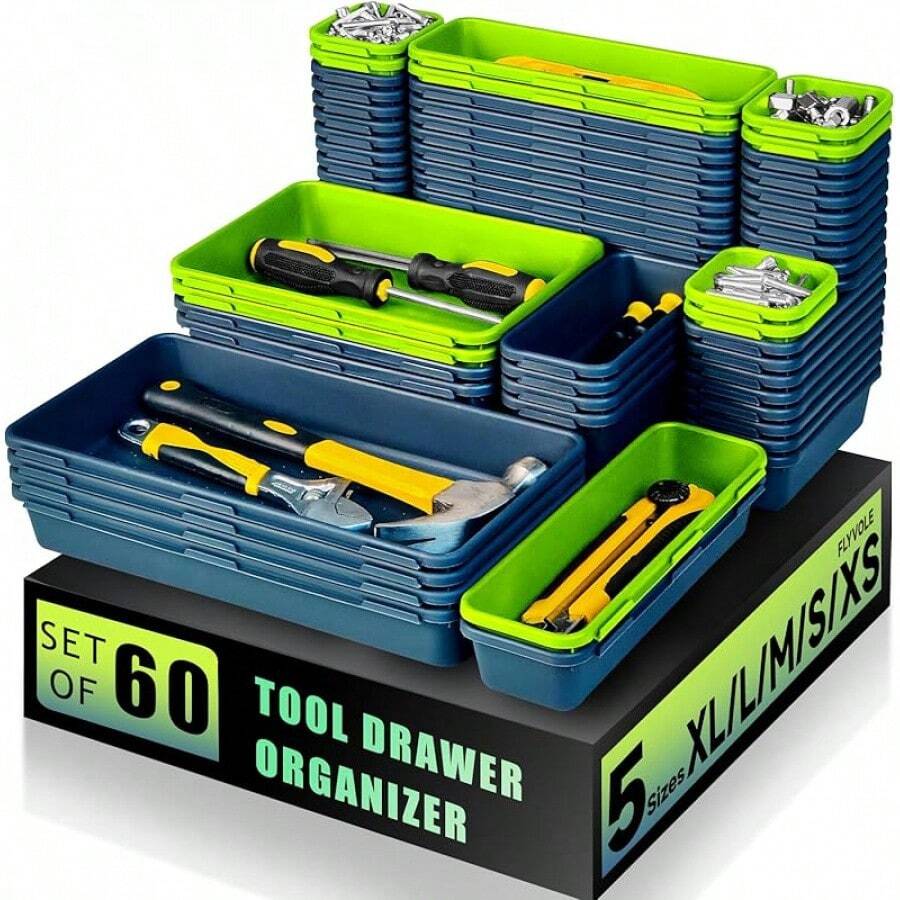 Organizadora de Caja de Herramientas, Almacenamiento de Organización (60 Unidades, Azul y Verde) - 60 unidades (azul + verde) - Ver 1