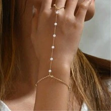 1 件时尚新款指链，简约珍珠链指环套装 - 手鐲 - 查看 14