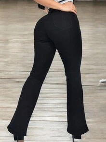 Jeans Acampanado Flare Levanta pompa Pantalon Push Up - Negro - Ver 2