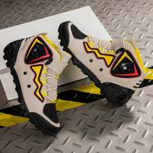 Men's Autumn/Winter Fashionable Outdoor Sports Shoes, Wear-Resistant Outdoor Cycling Shoes, Warm Beige Lock Shoes