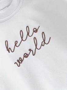 Sudadera para bebé recién nacido, niño y niña, mono de manga larga con burbujas y bordado de Hello World, mono de forro polar de gran tamaño, suéter, tops, ropa bonita para otoño e invierno - Blanco - Ver 6