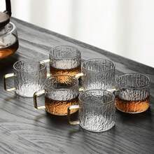 12/6/4/2pcs 130ml/Compact Cute Heatproof Transparent Glass Cup, Tea Cup, Espresso Glass Cup, Chinese Kung Fu Hot Tea Cup, Tea Cup Set, Suitable For Home, Party, Coffee Shop, Makes A Refined Gift