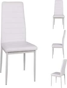 Glass Table And Chairs Set 4, 75cm Square Table With 4 Faux Leather High Back Chairs Modern Dining Room Sets For Home Kitchen Office - White - View 9