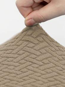 1 Set Solid Color Jacquard Knitted Toilet Seat Lid Cover And Toilet Tank Cover, Stretch Fit Toilet Seat Covers, Bathroom Decor, Fits Most Toilet Tank And Seat Sizes Summer - Khaki - View 5