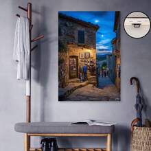 Framed Peaceful European Countryside Canvas, Shepherd In The Meadow, Grasslands And Distant Mountains, Unique Wall Art,Room, Living Room, Kitchen, Bathroom And Other Decoration, Suitable For Valentine's Day, Halloween, Christmas, New Year And Other Holiday Decoration - 裱框 - 查看 5