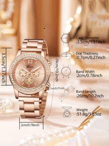 2pcs Fashion Simple Women's Steel Belt Quartz Watch Flower Bracelet Set, Suitable For Daily Matching - Rose Gold - View 6