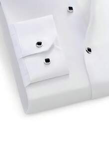 Men's Solid Color Front Button Rhinestone Decoration Formal Shirt - Breathable All-Season