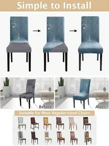 1/4pcs Floral Milk Silk High Back Chair Cover, Modern Polyester Stretch Dust-Proof, Washable, All Season Use For Living Room, Dining Room, Bedroom Home