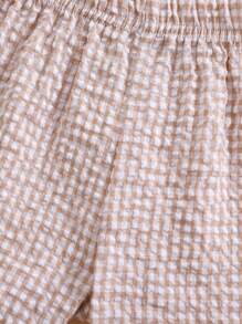 Toddler Baby Boy Girl Shorts Gingham Plaid Shorts Summer Casual Elastic Waist Shorts Pants Bottoms - 卡其色 - 查看 4